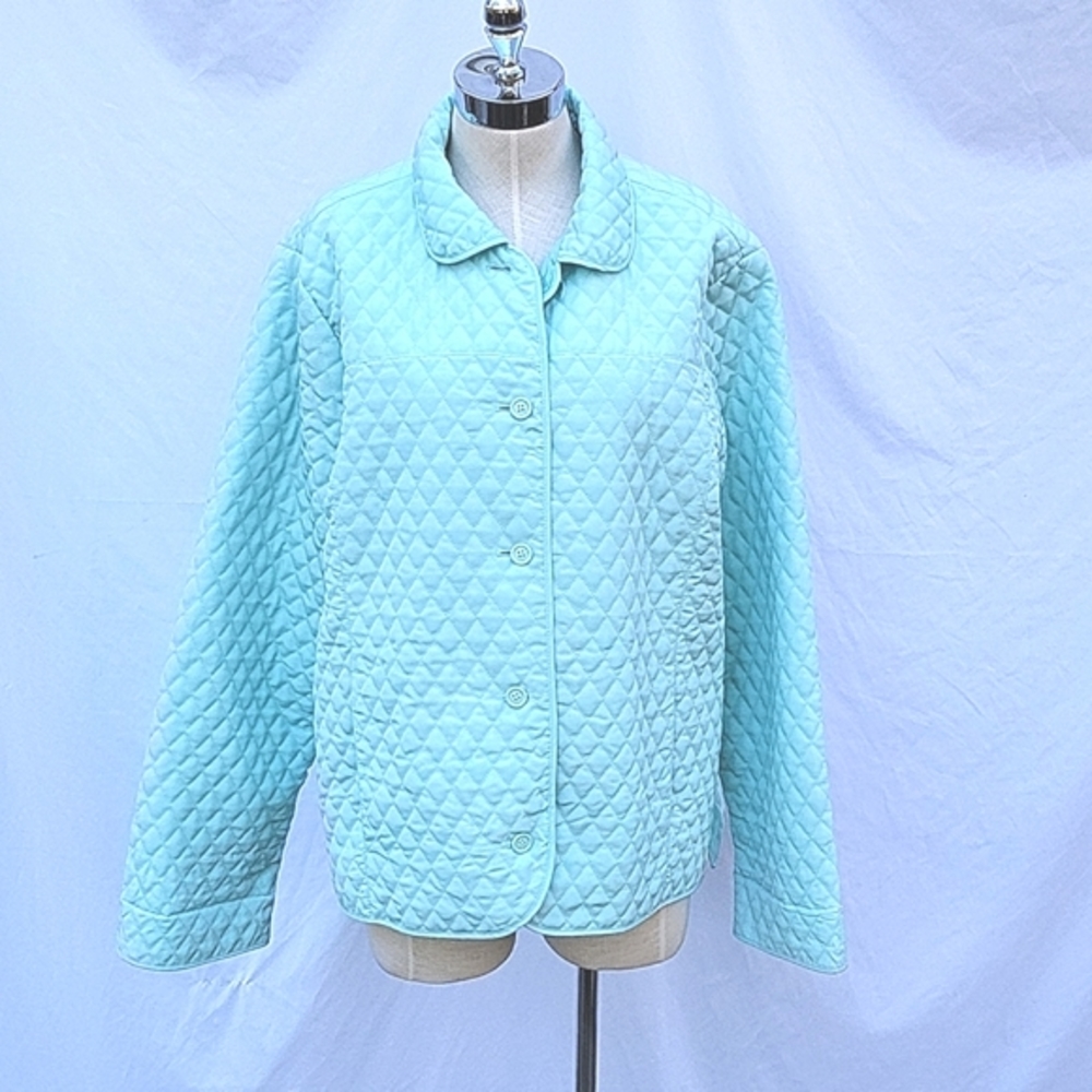 Ladies quilted jacket,Jordan Blue Label, light blue w gingham lining, XL, Spring